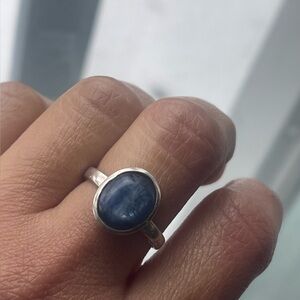 Lapis gemstone, sterling silver ring. Size 7.75